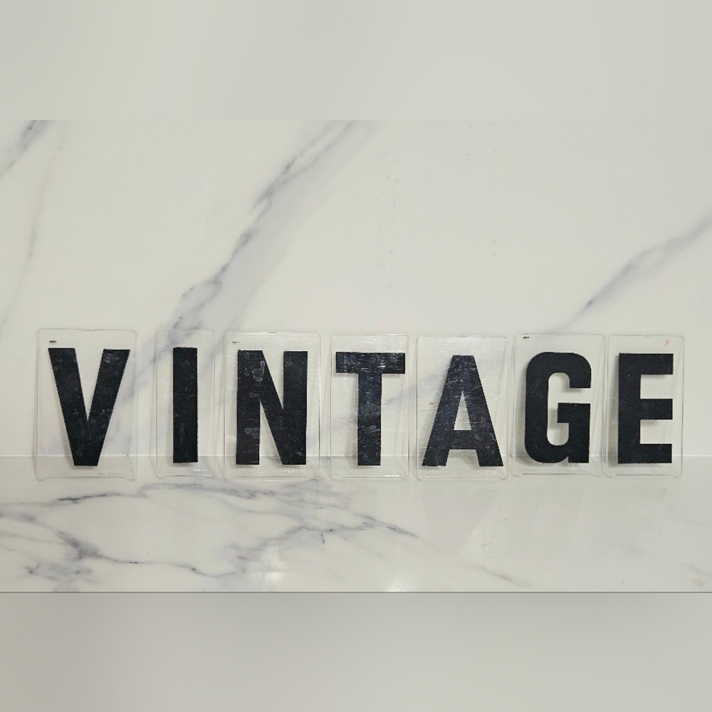 Old Vintage Black On Plastic Lettering & Wall Art